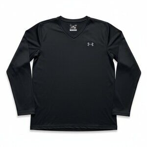 Under Armor Black V-Neck Long-Sleeve Performance Shirt (L)